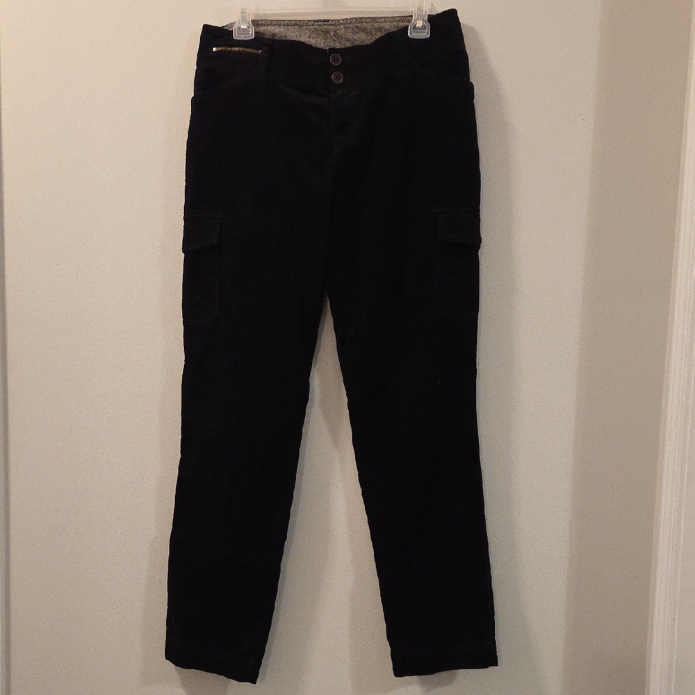 Woolrich Black Corduroy Cargo Y2K Pants. Womens Size 8